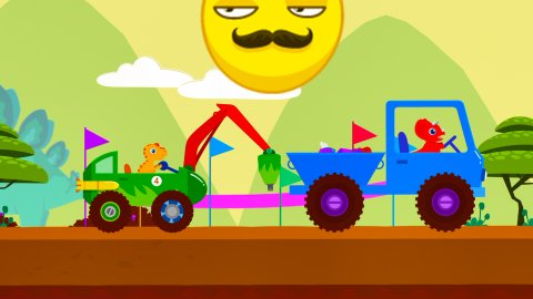 ДИНОЗАВРИК НА ЭКСКАВАТОРЕ | Помоги динозаврику найти алмазы | СМАЙЛИКИ