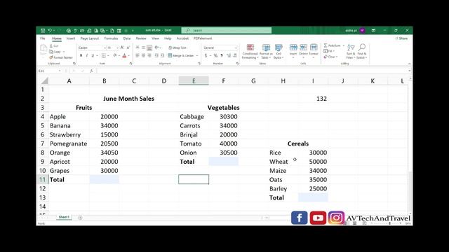 Magic Trick to Find Sum in Excel/Find Sum in Multiple Cells