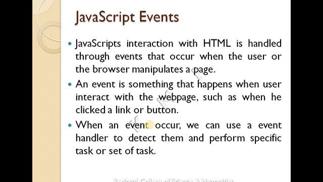 JavaScript Events | HTML | Web Programming