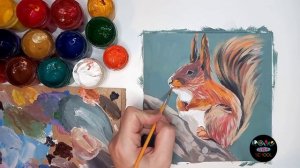 Как нарисовать белку гуашью. Залипашка.