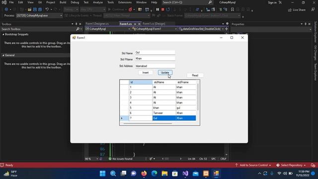 How to Update Records in MySQL Database in C# Visual Studios