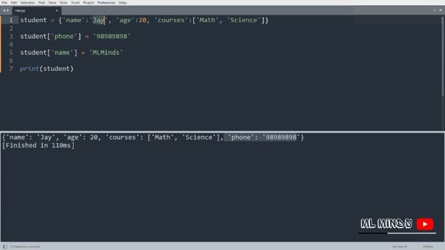 Python Tutorial for Beginners 5: Dictionaries - Working with Key-Value Pairs | #python | @mlminds