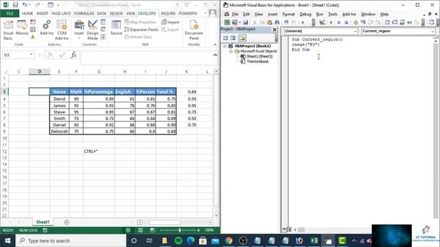 Excel VBA - How to Select Range of Cells (Range and CurrentRegion)|Current Region in VBA|EXCEL VBA