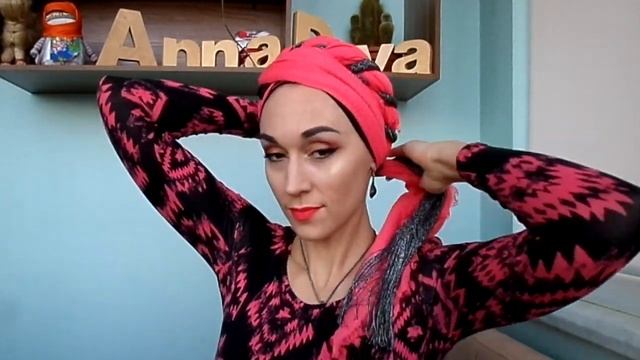 Тюрбан № 200 с мысиком и со жгутами. Кто любит открывать лоб в тюрбанах. How to tie head scarf