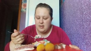 Мукбанг салат? сало? молодой картофель?Mukbang salo salad potatoes