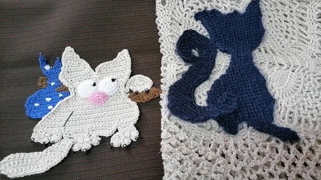 Аппликация крючком "Два кота". 10 и 12 см смотреть онлайн