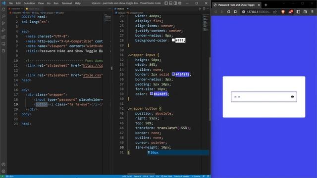 Password Hide & Show Toggle Button Using HTML, CSS & JavaScript |  @zonetocode9552