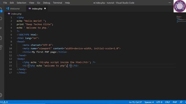 PHP Tutorial for beginner | absolute beginner #3 How to use HTML5, CSS3 & Javascript in PHP