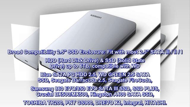 UGREEN USB C Hard Drive Enclosure for 2.5" SATA SSD HDD Aluminum USB C to SATA Adapter USB 3.1 Gen смотреть онлайн