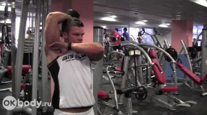 Разгибание руки с гантелей из-за головы / как трицепс накачать?  программа на трицепс