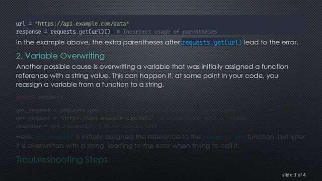 Troubleshooting "TypeError: 'str' object is not callable" in Python Requests