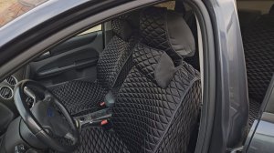 Чехлы - накидки на сиденья Форд Фокус 2 Vip класса (Соты) черные