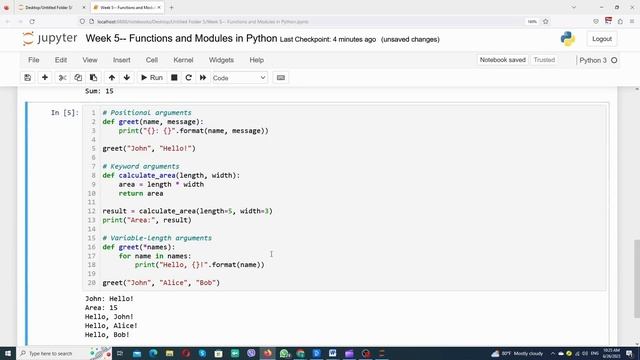 Week 5 Functions and Modules in Python: Course for Beginners (Step by Step Tutorials)