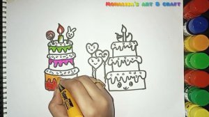 Easy Birthday Cake Drawing for Kids | Easy Step by Step Birthday Cake Drawing and Coloring....