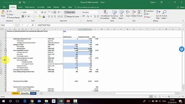 How to calculate the benefits from M&A in Excel – case study смотреть онлайн