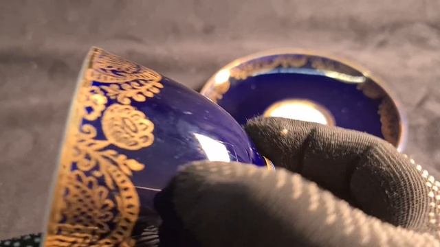 Чайная пара кобальт Кружево фарфор позолота ЛФЗ смотреть онлайн