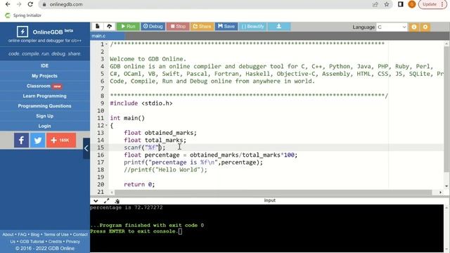 session #7 -  writing interactive program using scanf in C