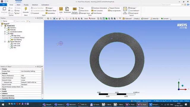 Ansys Fluent. Расчет течения между двумя вращающимися кольцами. Часть 1. смотреть онлайн