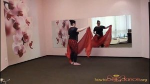 Уроки восточного танца: связка межансе. Выход с платком.