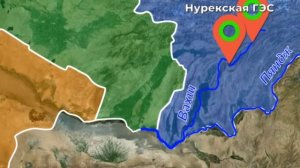 Центральная Азия на карте. Казахстан, Узбекистан, Туркменистан, Кыргызстан, Таджикистан.