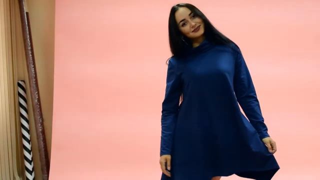 Темно-синее платье в стиле oversize П 022 от бренда moda37