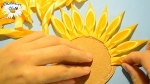 ПОДСОЛНУХ из лент ЭТО Просто / Цветы из Лент в технике KANZASHI