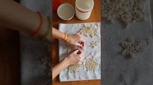 как накрахмалить вязаную снежинку,без крахмала