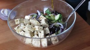 Лёгкий греческий салат с тофу | Веганский рецепт | Постный рецепт