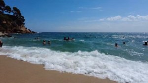 ☀️Lloret de Mar Beach Walk 4K:  Playa de Fenals Costa Brava