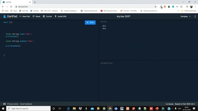 #1.6 Dart Programming in Hindi Constant in dart final, const Keyword. Dart Tutorial for Flutter