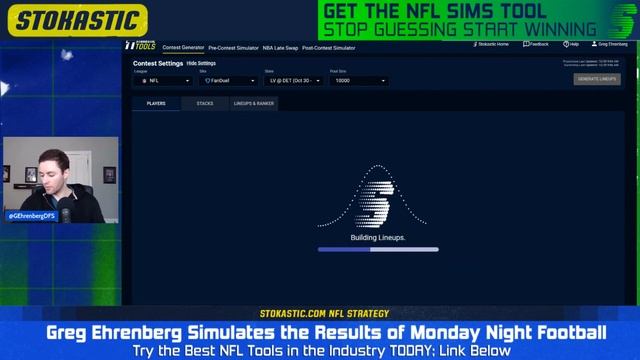 Raiders-Lions Stokastic Sims Picks Week 8 MNF | NFL DFS Contest Simulations смотреть онлайн