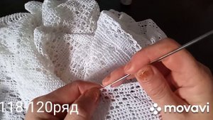 Скатерть крючком 118-120 ряд. Филейное вязание.