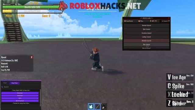 Roblox King Legacy Script/Hack GUI | Auto Farm, Devil Fruit Hack, Max Stats, Chest TP, ESP & more!