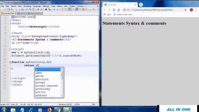 Use of Statements, Comments & Syntax in JavaScript||JavaScript tutorial 6th for beginners to advanc