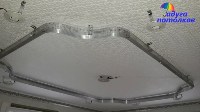 Двухуровневый натяжной потолок в Бресте. Готовая конструкция Глянец/сатин. смотреть онлайн