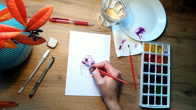 Как нарисовать капкейк всего за 10 минут (шаг за шагом) | Рисуй со мной смотреть онлайн