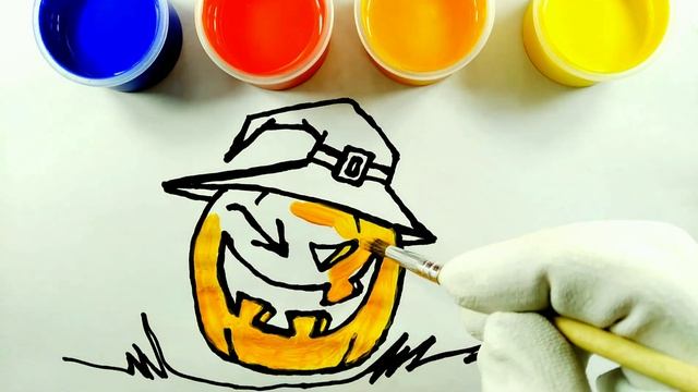 Как рисовать ТЫКВУ ХЕЛЛОУИН В ШЛЯПЕ ВЕДЬМЫ! смотреть онлайн