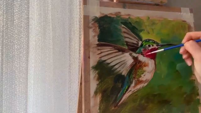 Колибри маслом. Drawing Oil Calibri. Speedpaint. смотреть онлайн