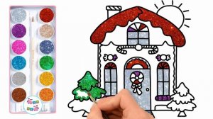 Как нарисовать симпатичный дом для детей -  Блестящий дом Рисование и раскраска