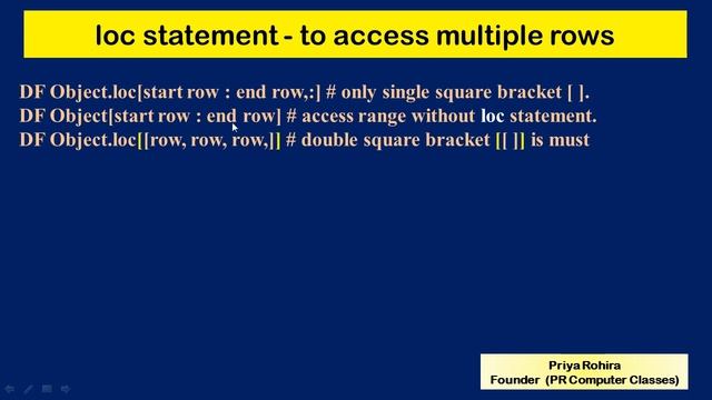 Accessing Rows and Columns of DataFrame | Class 12 IP | Ch#1| Python Pandas| loc | iloc | CBSE | 06