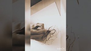 Красный пион (рисунок масляной пастелью)