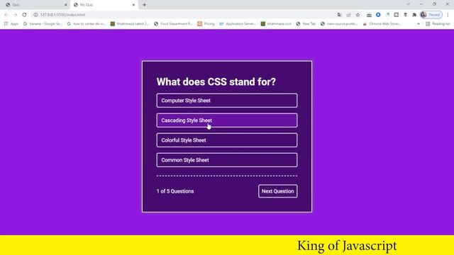 Create Quiz App using HTML, CSS and Javascript || Quiz web application in Hindi || Part 2