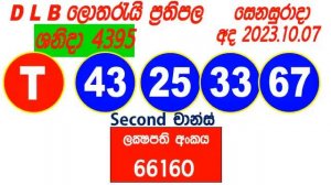 DLB #2023-10-07 Lottery Show ලොතරැයි දිනුම් අංක Lanka lotharai Result Sri Lanka live