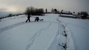 Мотоблок "БРАЙТ" со снегоуборочной лопатой-отвалом.Тест драйв.