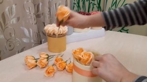 Букет из Мыльных Роз в шляпной коробке! Часть 4. Сборка букета из мыльных роз.