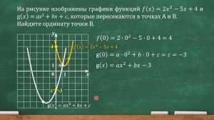 На рис. изображены графики f(x)=2x^2-5x+4 и g(x)=ax^2+bx+c, кот. пересекаются в точках А и В.