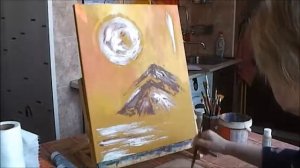 Рисую горы акрилом с текстурной пастой