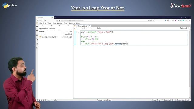 Leap Year Program in Python | Python Practice 13 | Newtum Solutions