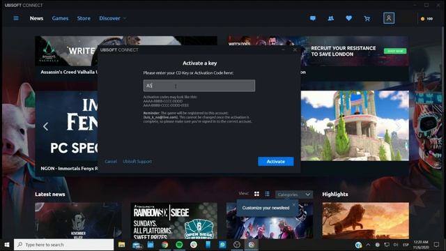 How to activate a game key for Ubisoft Connect (Uplay)