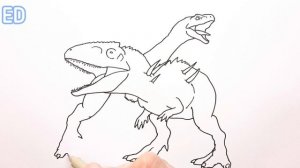 How to Draw Giga vs Rexy & Therizinosaurus | Jurassic World Dominion
